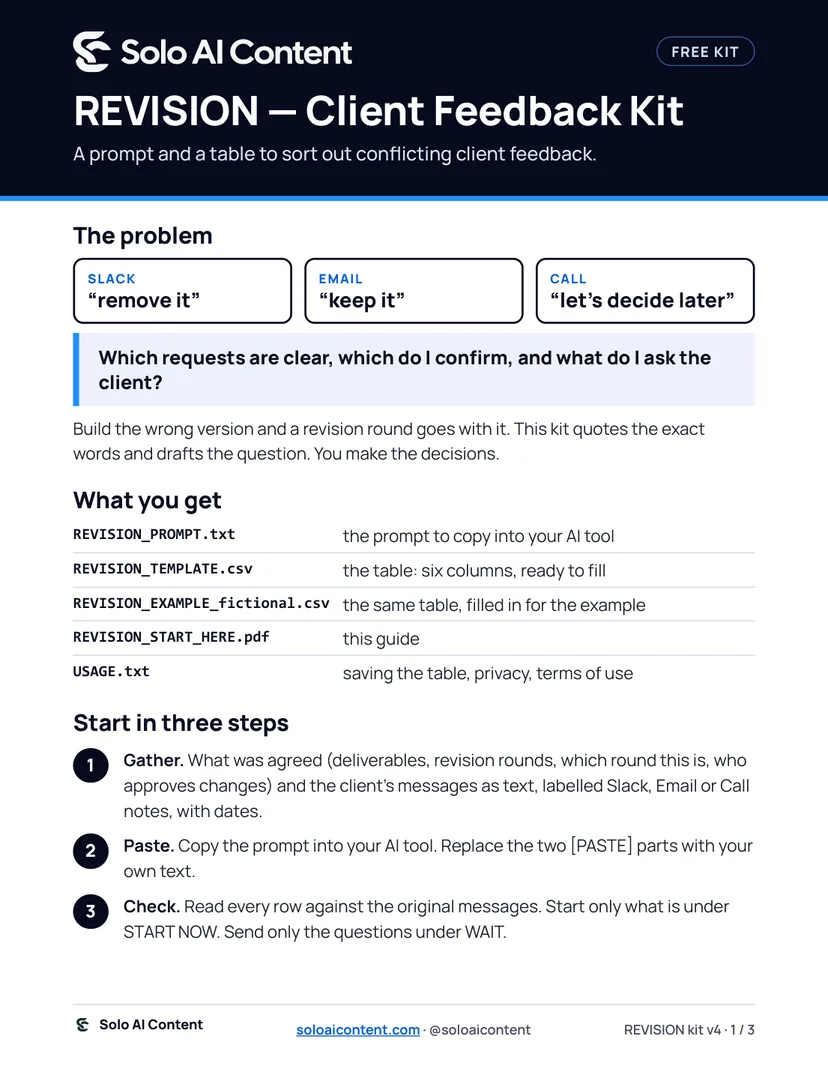 Guide page 1: the problem, what you get and three steps